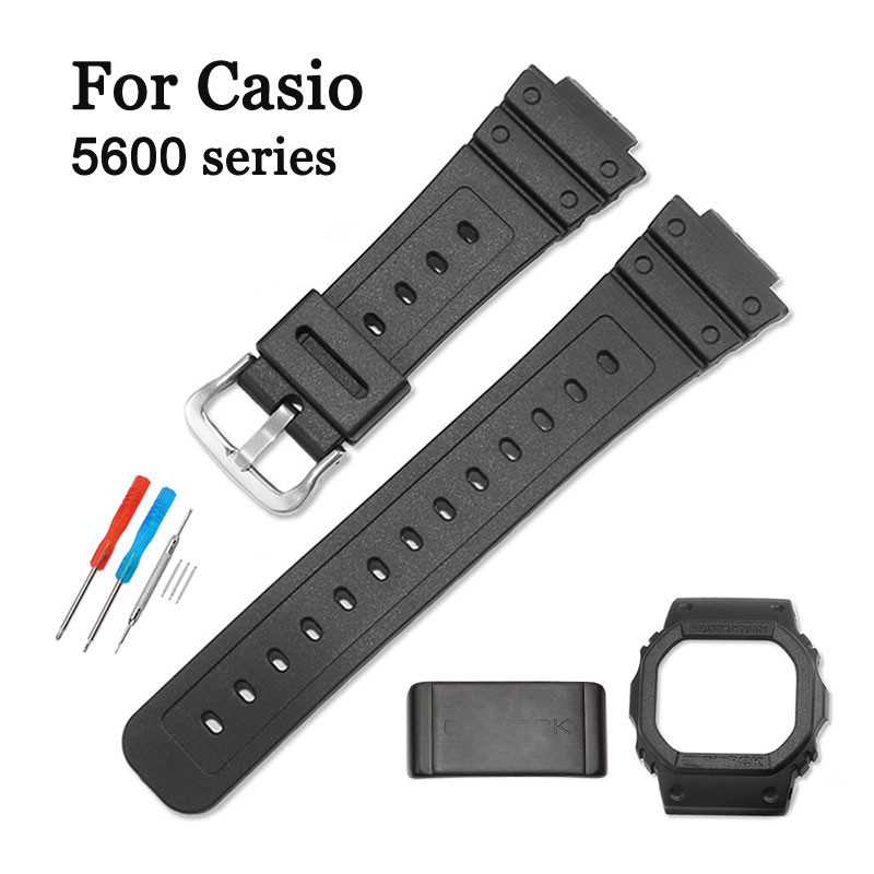สายนาฬิกากรณีโลหะ Bezel สําหรับ Casio G-shock 5600 Series DW-5600E DW 5700 5735 5750 PU พลาสติกซิลิโ