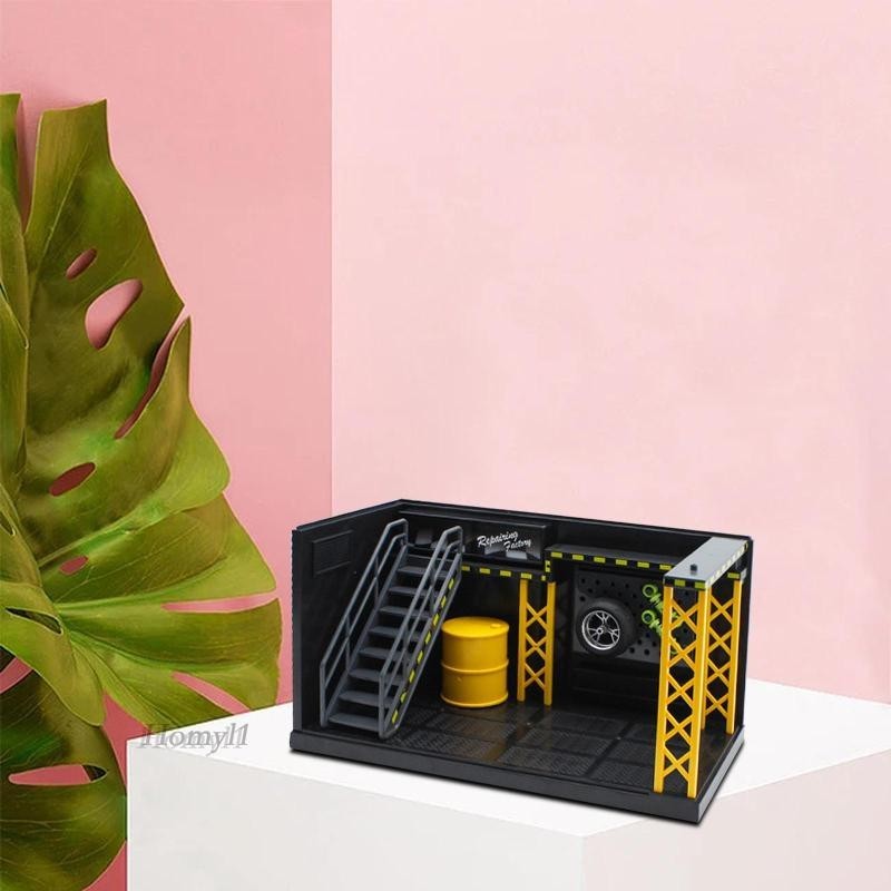 [Homyl1 ] ชุดที ่ จอดรถ DIY พร ้ อมไฟโมเดลที ่ เก ็ บของที ่ จอดรถสําหรับเค ้ าโครง Diorama
