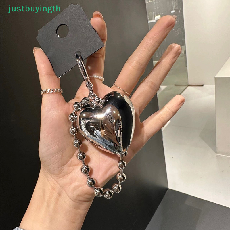 [JBTH] Ins สไตล์ Silver Heart Key Chain แฟชั่น Bowknot โทรศัพท์จี้หูฟัง Charm กระเป๋าตกแต่งกุญแจรถแหวนเครื่องประดับ [JB]