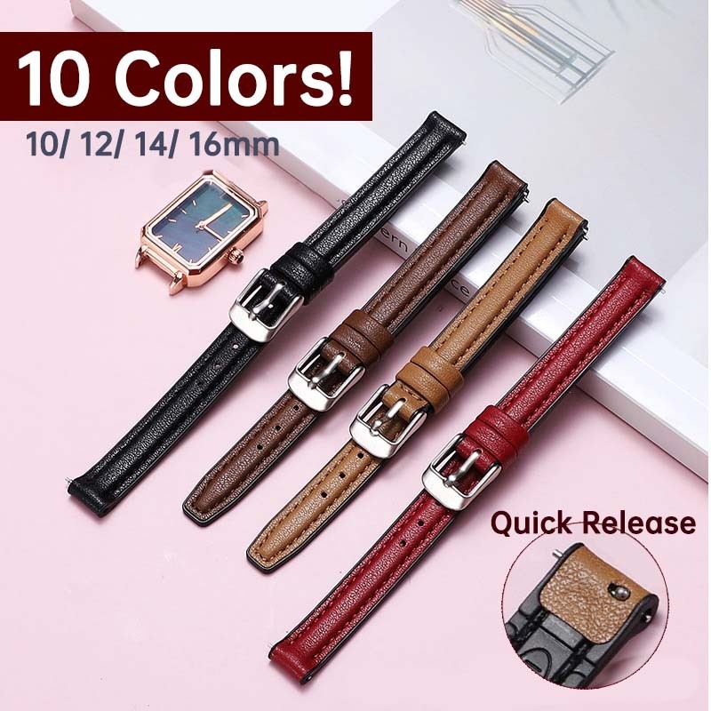 สายนาฬิกาหนังแท้สําหรับ Lola นาฬิกาสร้อยข้อมือหนัง Rose สีแดงซิลิโคน Wristbelt Quick Release 10 มม.12 มม.14 มม.16 มม.ผู้หญิง Lady Casual นาฬิกา Universal Watchband