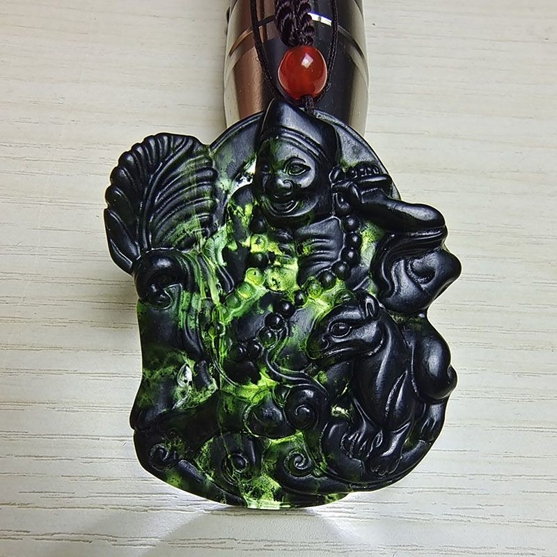 Blue Sky Moyu Living Buddha Jigong จี้ชาย Serpentine Yu Daoji Monk สร้อยคอ Strong Magnetic Yushi