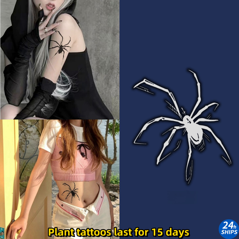 Extreme Shadow Spider Pattern Tattoo สาวน่ารักแขนพืช Tattoo สติ๊กเกอร์รอยสักกันน้ํา ติดทนนาน 15 วัน รอยสักปลอมชั่วคราว