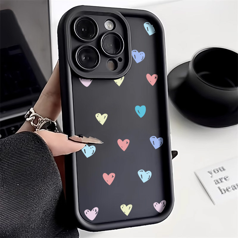 เคสกันกระแทก For Xiaomi Redmi 13c 9a 9t 10c 12c Note 13 8 9 10 11 12 Pro 9s 10s Poco M6 X6 Pro C65 เคสโทรศัพท์ลายหัวใจ
