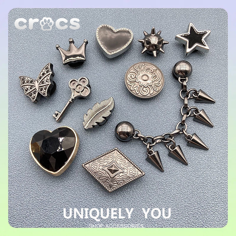 jibbitz crocs Metal black grey DIY jibbitz crocs เกาหลี  crocs jibbitz jibbitz crocs ของแทั