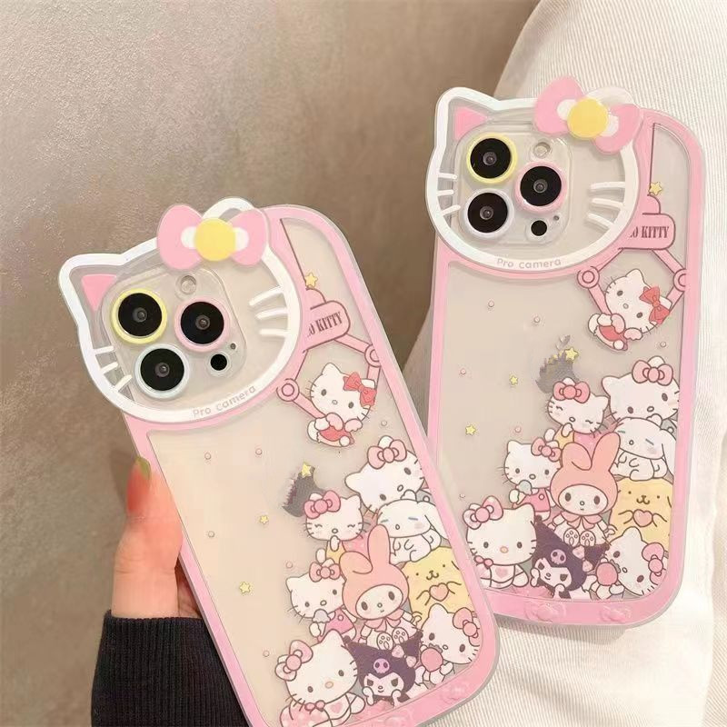 Iphone น่ารักการ์ตูนรูปแบบจํานวนมาก Kitty Cat แฟชั่นสร้างสรรค์ Pop Drop Proof รวมทุกอย่างเคสโทรศัพท์สําหรับ 7 7plus 8 8plus Xs Xr 11 12 13 14 15 Pro Plus Promax