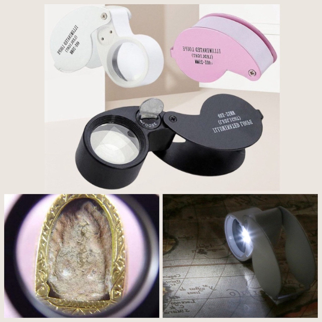 แว่นส่องพระ LED มีไฟ แว่นขยาย ส่องพระ 40X-25MM กล้องส่องพระ พับได้ แว่นคนแก่ อ่านหนังสือ พกพา มีความชัดเจนสูง