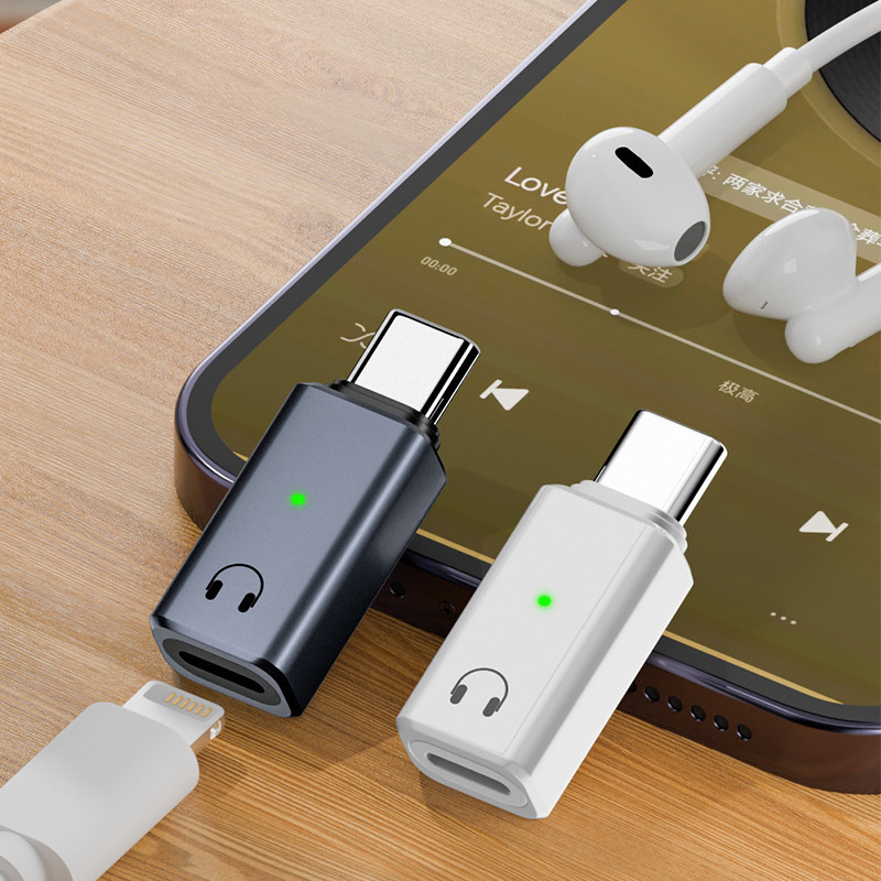 Type-C หูฟังแบบมีสายเสียงอะแดปเตอร์ AUX สําหรับ Lightning สําหรับ Iphone สําหรับ IPad สําหรับ Macboo