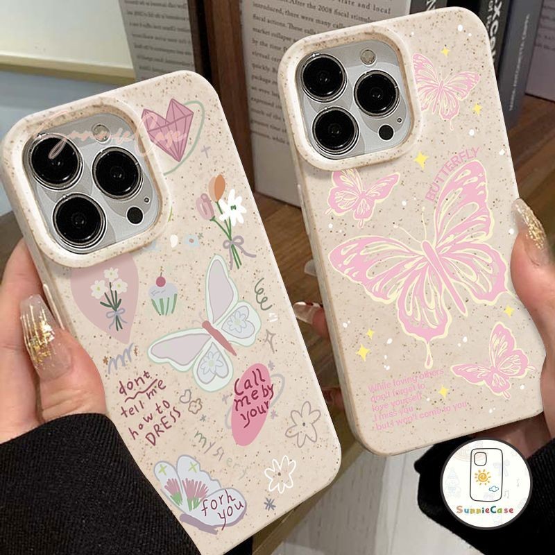 ซอฟท์เคสไอโฟน ผีเสื้อ iPhone 11 13 12 15 14 Pro Max เคสไอโฟน 8 6s 7 6 Plus XR XS X Max เคส IPhone 7Plus ย่อยสลายได้