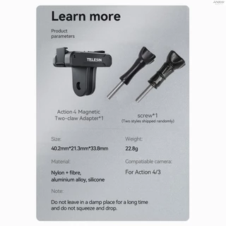 Telesin OA-TPM-T04 Magnetic Quick Release Mount สําหรับกล้องแอ็คชั่นกล้องโลหะพร้อมอะแดปเตอร์กล้องกีฬาเข้ากันได้กับAction 4/3