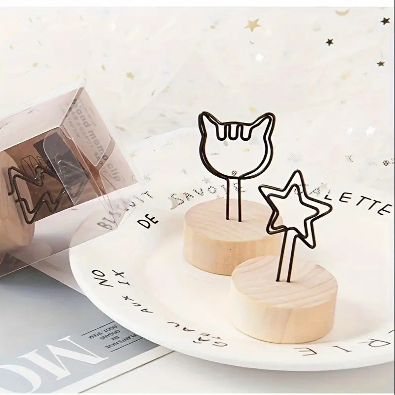 Crystal คลิปหนีบกระดาษโน๊ต คลิปหนีบรูปภาพ กระดาษโน้ต ฐานไม้ สำหรับตกแต่งบ้าน ตั้งโต๊ะ ออฟฟิศ - รูปที่ 4