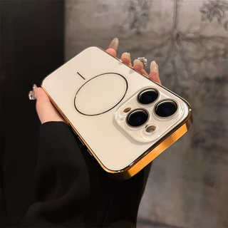 หรูหรา เอจี เคลือบชุบกรอบเคสโทรศัพท์แข็งสําหรับ ไอโฟน 16 15 บวก 14 13 12 11 มือโปร สูงสุด แม่เหล็กชาร์จไร้สายฝาครอบแก้ว