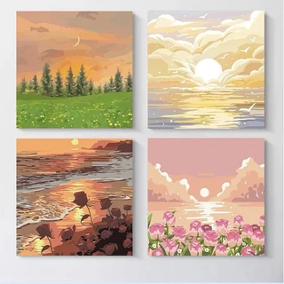 ระบายสีตามตัวเลข DiY ภาพวาดระบายสีตามตัวเลข ระบายสีตามเลข ภาพวาดสีน้ำมันดิจิตอลใส่กรอบ20X20ซม ของขวัญ DIYดภาพวาดตกแต่งผน