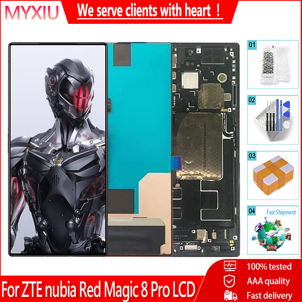 Original 6.8 สําหรับ ZTE nubia Red Magic 8 Pro NX729J จอแสดงผล LCD Touch Screen Digitizer Assembly เปลี่ยน LCDs กรอบ
