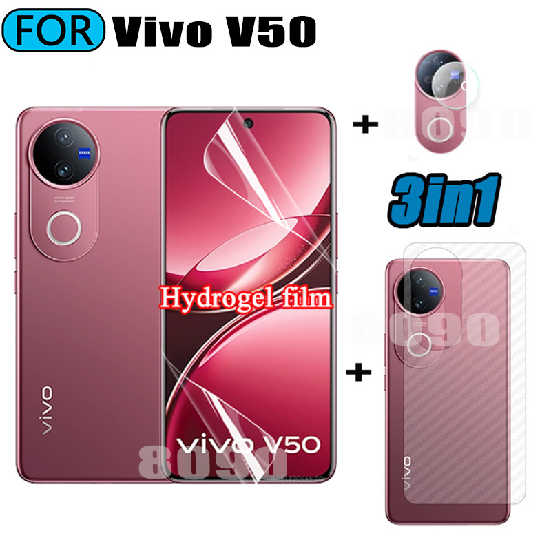 3 IN 1 Vivo V50 V40 V30 Pro V40 Lite ด้านหน้าคลุมทั้งหมดป้องกันฟิล์ม Hydrogel + ฟิล์มเลนส์ + ฟิล์มด้