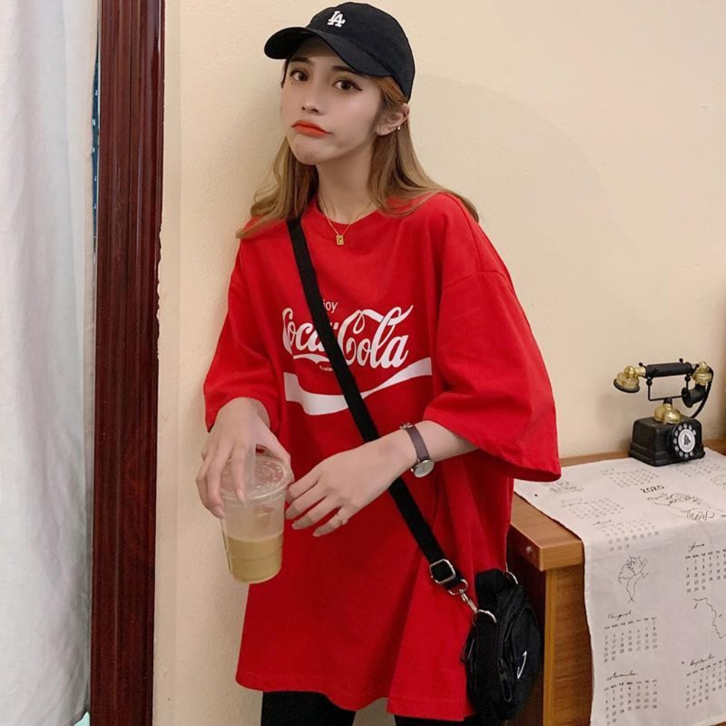 เสื้อยืดOversize ผ้าCOTTON100%ลาย "COCA COLA" เนื้อผ้าเกรดพรีเมียม คอกลม ใส่สบาย