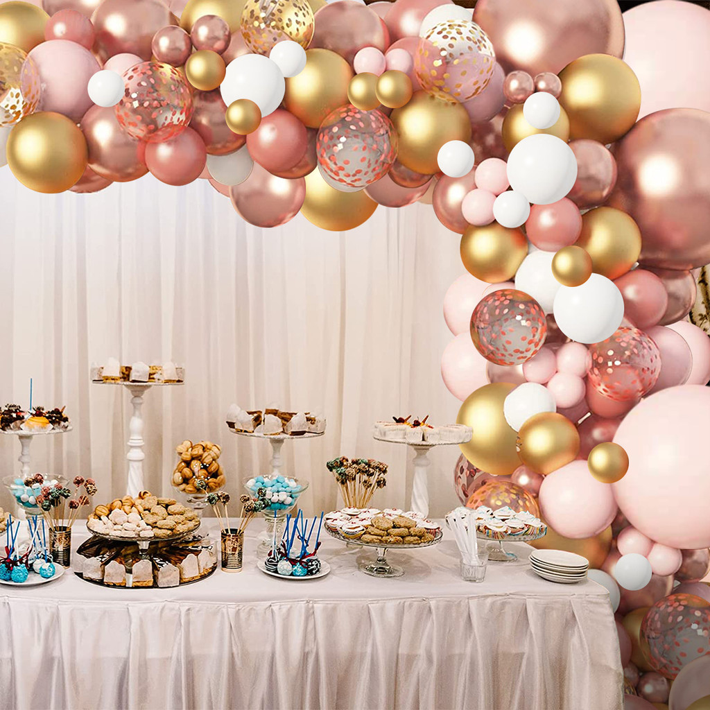 ชุดลูกโป่งโรเซโกลด์&ชมพู 154ชิ้น+คอนเฟตติ เหมาะสำหรับงานเบบี้ชาเวอร์เด็กหญิง-งานแต่งงาน-วันเกิด