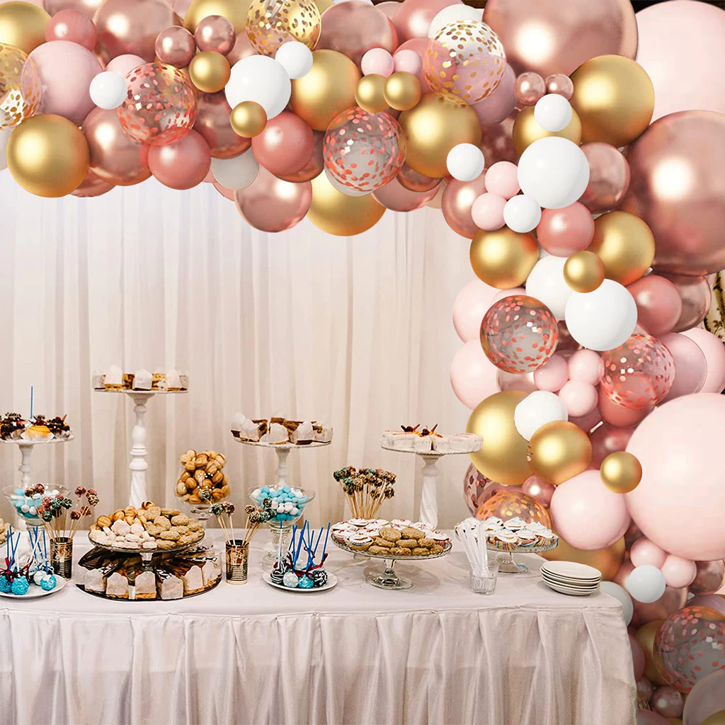 ชุดลูกโป่งโรเซโกลด์&ชมพู 154ชิ้น+คอนเฟตติ เหมาะสำหรับงานเบบี้ชาเวอร์เด็กหญิง-งานแต่งงาน-วันเกิด