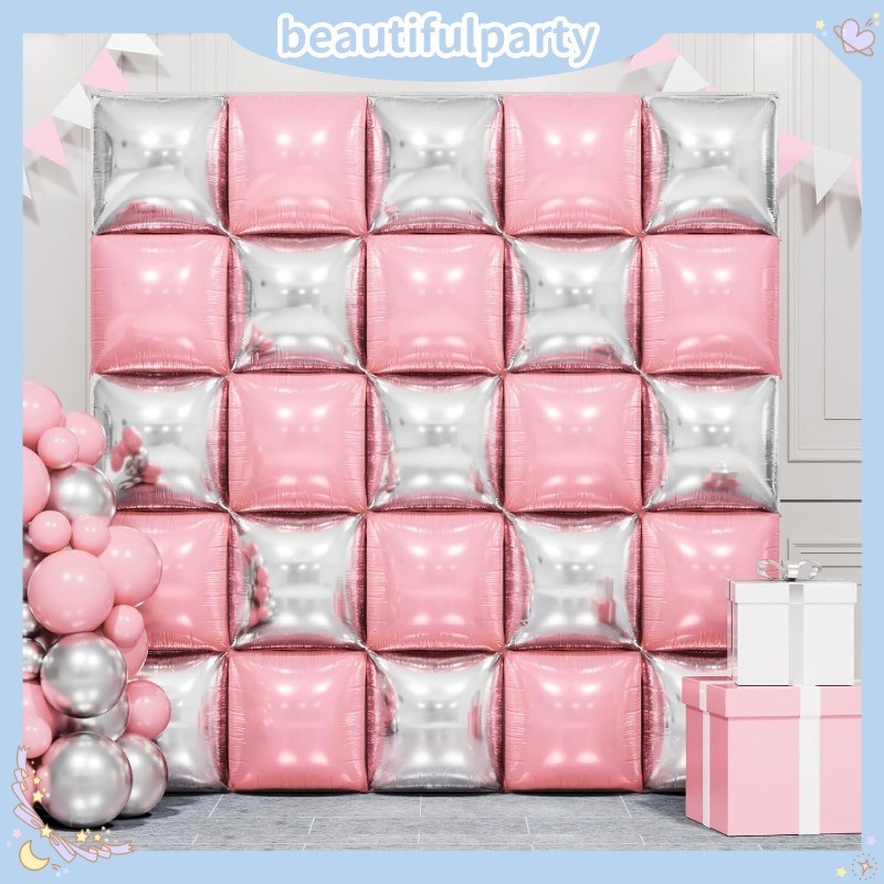 25ชิ้นสองด้านลูกโป่งสี่เหลี่ยมโลหะสีแดง,สีชมพู,ลูกโป่งฟอยล์สีฟ้าผนัง ทําเอง วันวาเลนไทน์,วันครบรอบแต่งงานพรรคตกแต่งพื้นหลัง ราคา ถูกที่สุด ดีลบีเคเค แกลเลอรีภาพที่ 4