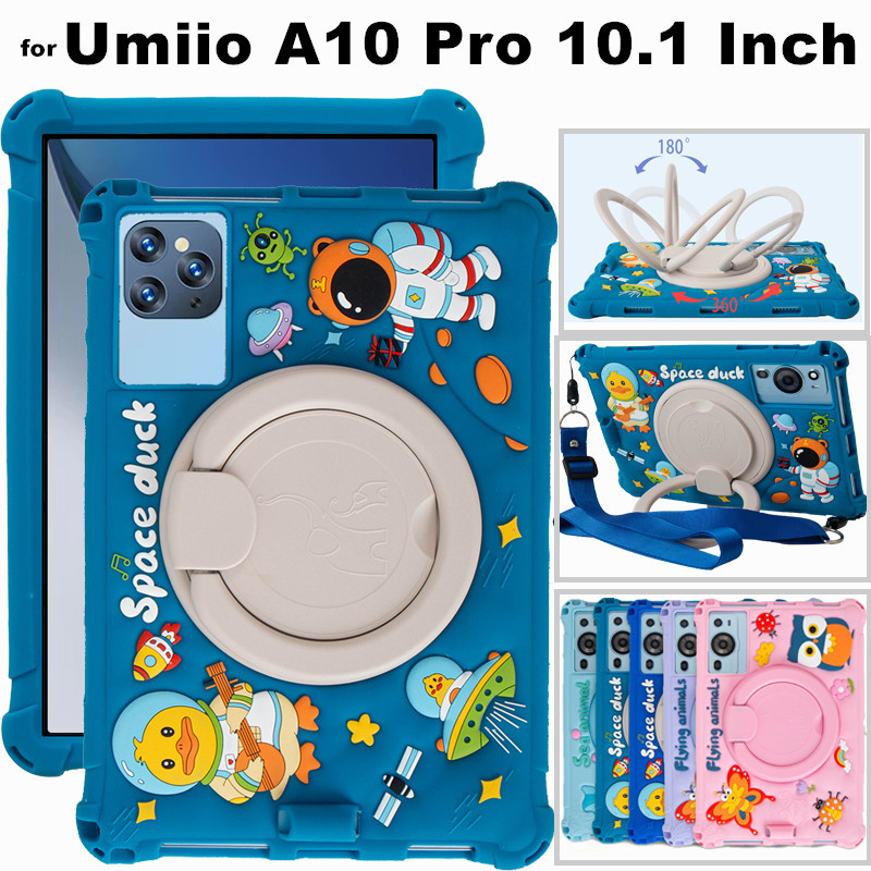 for Umiio A10 Pro 10.1 Inch Tablet 360 Degree Rotating Cute Cartoon Shockproof Soft Silicone Protect