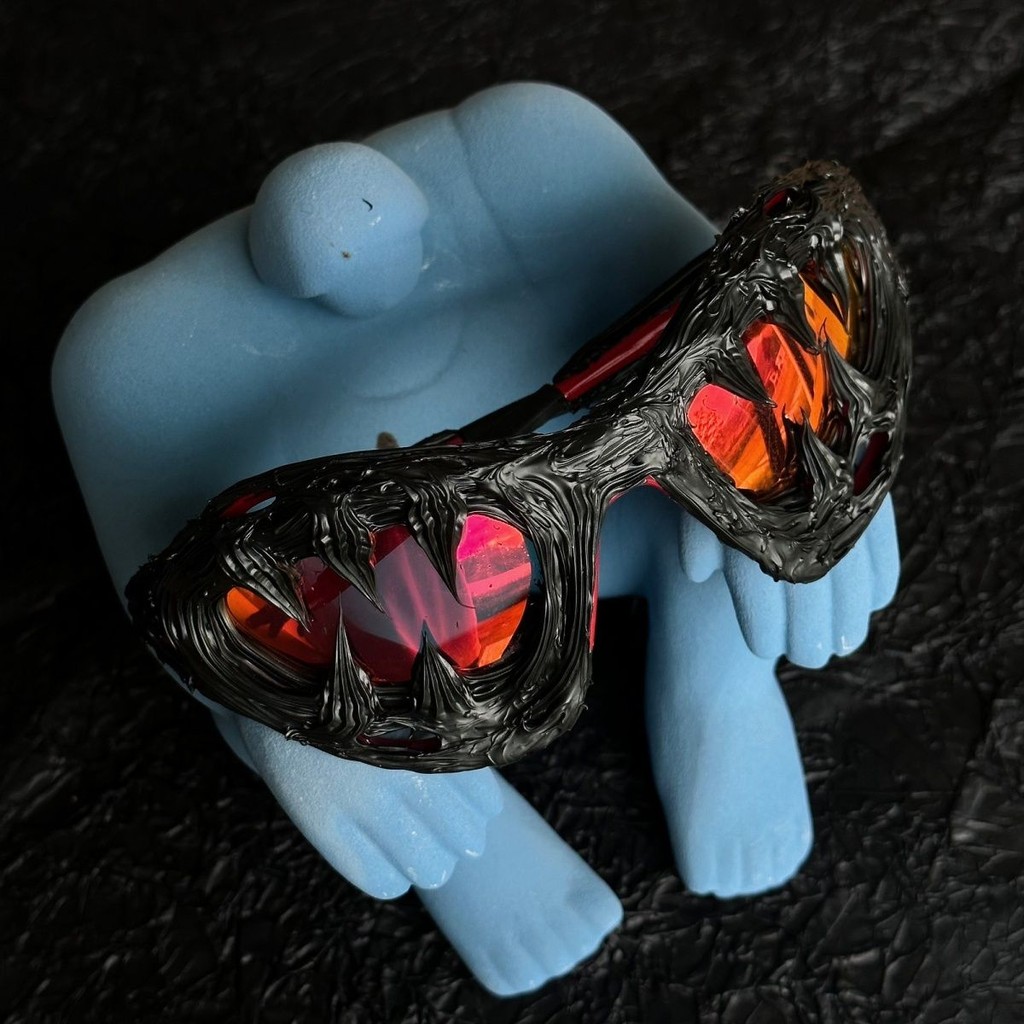 ✨ Pi0neeR Volcano แว่นกันแดด avant-garde มืด สไตล์อเมริกัน สตรีทแฟชั่น แบบ niche