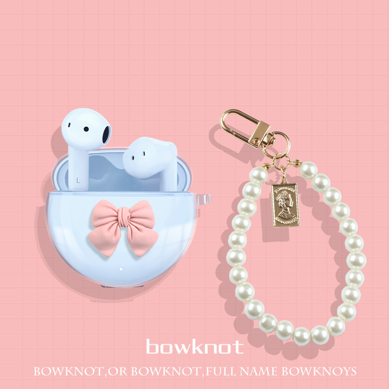 for Honor Choice Earbuds X7e Case Protective Transparent Clear TPU Covers bowknot Bluetooth Earphone