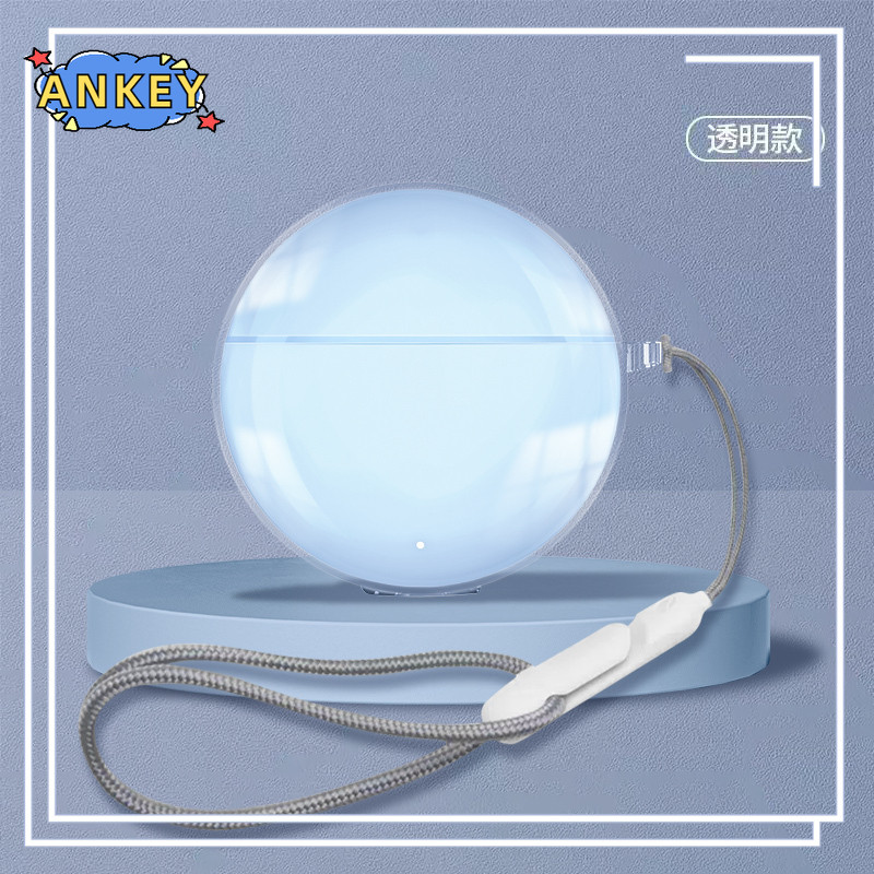 for Honor Choice Earbuds X7e Case Protective Transparent Clear TPU Covers Lanyard Bluetooth Earphone