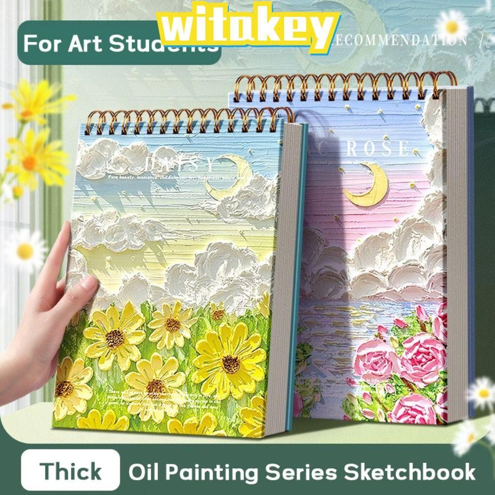 Witakey Sketchbook, กระดาษวาดภาพหนา A4/16K, ชุดภาพวาดสีน้ํามันมัลติฟังก์ชั่นหนังสือร่างนักเรียนศิลปะ