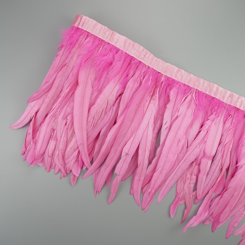 2 เมตรสี Rooster Feathers บนเทปพู่ Fringe Trim ริบบิ้นสีขาวทอง Cock heasant Feather Trims ผ้าคลุมไหล่หัตถกรรมตกแต่งเสื้อผ้าเย็บอุปกรณ์เสริม - รูปที่ 5