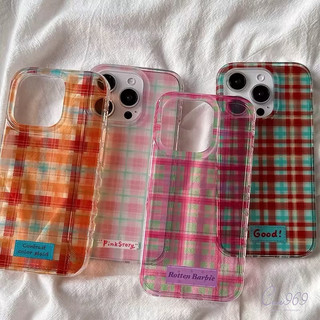 เคสไอโฟน 11 สำหรับ IPhone 16 12 17 11 14 15 13 Pro Max XR X XS Max 8 16 7 Plus SE 2020 ปกฉลากตัวอักษรโรแมนติกหวานกริด