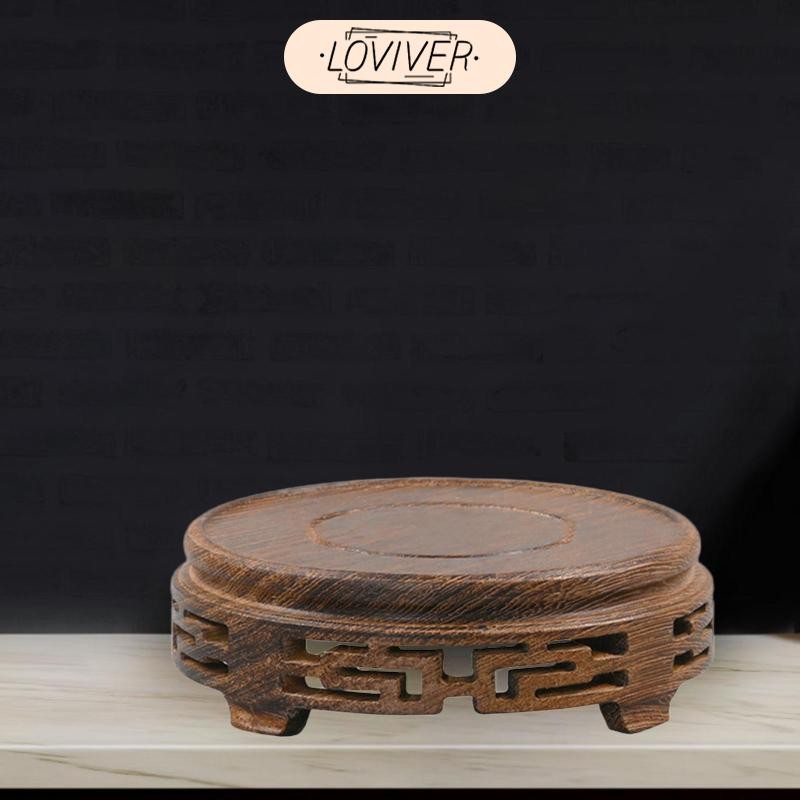 LOVIVER เครื่องประดับยืนแสดงรอบไม้ชาวไร่ยืนชามปลาแท่นกระถา รูปที่ 5