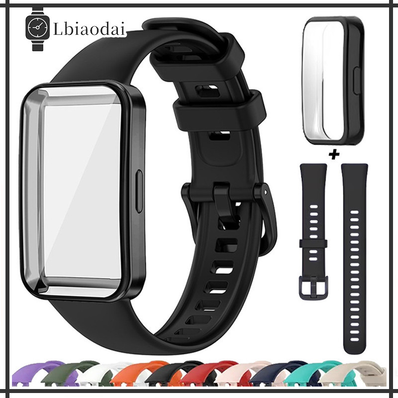 สายซิลิโคน TPU for Huawei Band 10 9 8 / NFC เปลี่ยนสายคล้องคอ + กันชนป้องกันหน้าจอ for Huawei Band 9