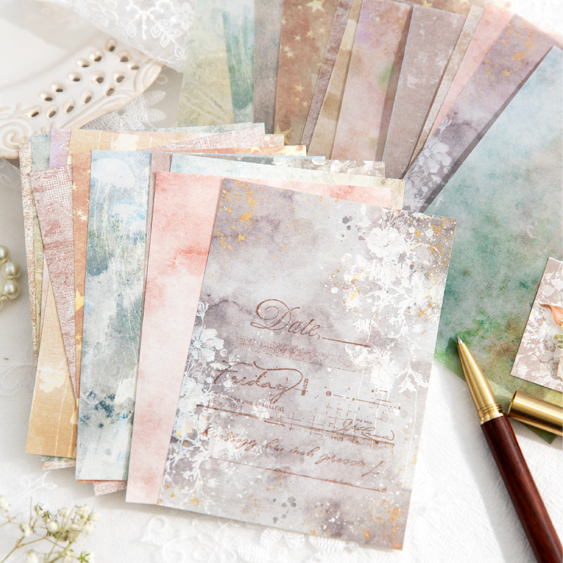 Journal Go 24pcs วัสดุที่มีสีสันกระดาษ Junk Journal Planner Scrapbooking กระดาษ DIY Craft กระดาษพื้น