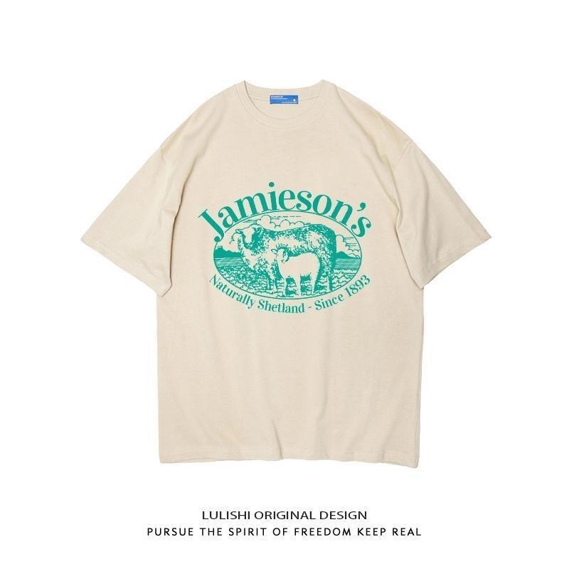 (จัดส่งตลอด 24 ชั่วโมง)เสื้อยืด Oversize เสื้อยืดวินเทจสีชมพู Jamieson’s สไตล์เกาหลี คอตตอน 100% - รูปที่ 3