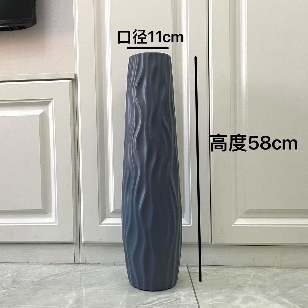 ชั้นแจกันขนาดใหญ่สูงที่เรียบง่ายพลาสติกไฮโดรโพนิเลียนแบบเซรามิกสีขาวสีดําสไตล์ยุโรปบ้านดอกไม้แห้งการจัดดอกไม้ตกแต่งห้องนั่งเล่น - รูปที่ 6