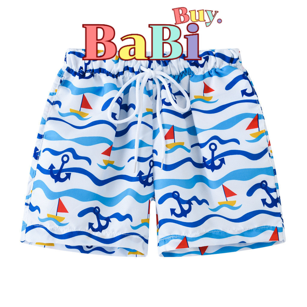 Babi.Buy กางเกงลำลองเด็กขาสั้น เด็กผู้ชาย ผ้าร่มใส่เย็นสบาย ใส่เที่ยว สำหรับฤดูร้อนเอวยางยืด สีสดใส