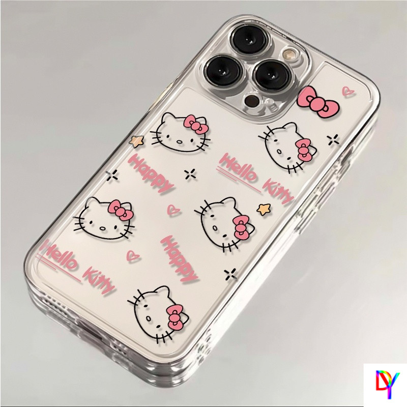 Minimalist KT Cat เข้ากันได้กับเคสโทรศัพท์ Apple 16 Plus iPhone 15 Pro Max ใหม่ 14/13/12 Pro Max 11 Pro Max เคสนิ่มโปร่งใส