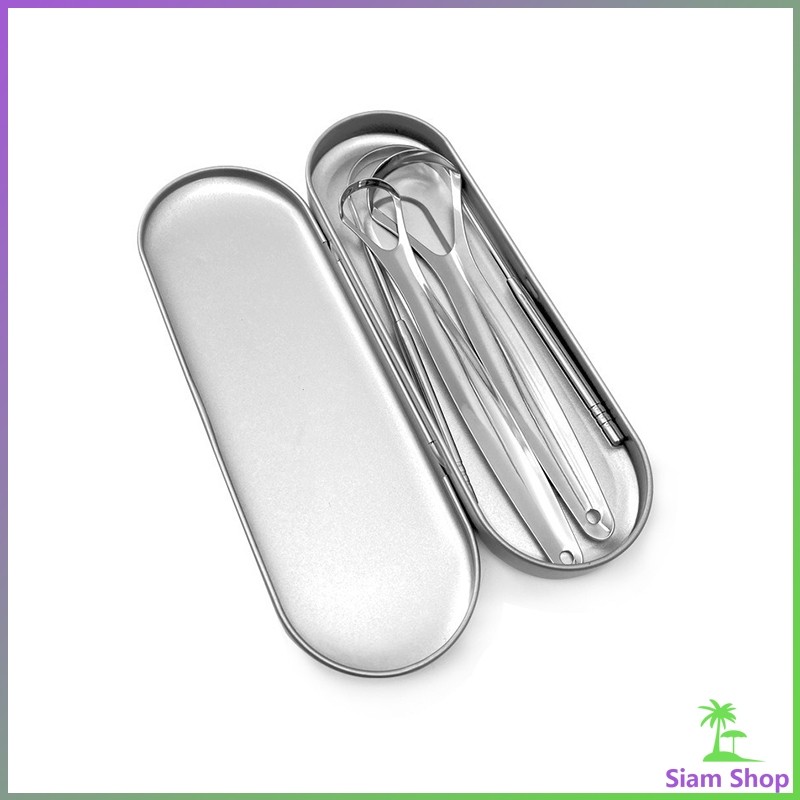 SIAM ที่ขูดลิ้น สเตนเลส รูปตัว U เซตขูด เคลือบ แบบพกพา พร้อมส่งในไทย tongue cleaning - รูปที่ 7