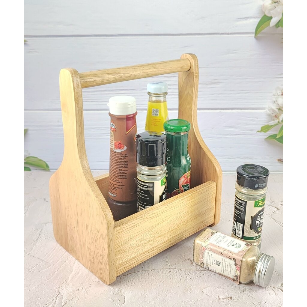 MINIWOOD ตะกร้า ทรงสูง ตระกร้าไม้ ใส่เครื่องปรุง Wooden Basket