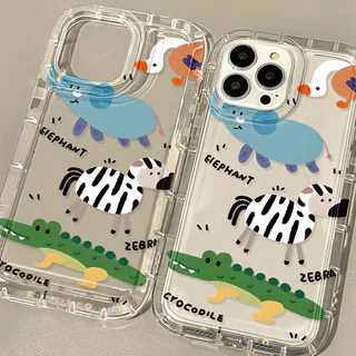 สำหรับ for IPhone 17 11 13 16 14 15 12 Pro Max 6 7 8 Plus X XR XSMAX SE เคสนิ่มใสถุงลมนิรภัยกันกระแทกการ์ตูนน่ารัก