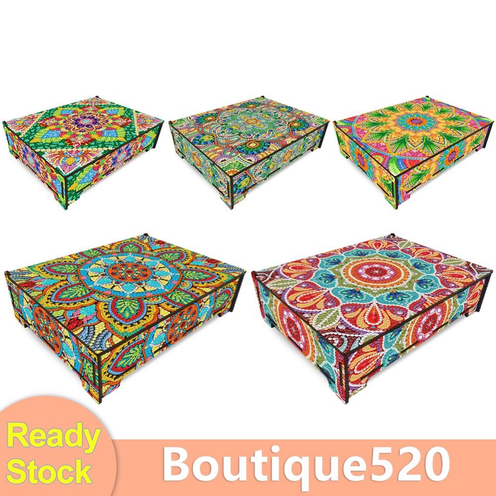 Mandala ภาพวาดเพชรกล่องเก็บหลายกริดสําหรับผู้หญิงแหวนงานฝีมือ SN [boutique520.th]
