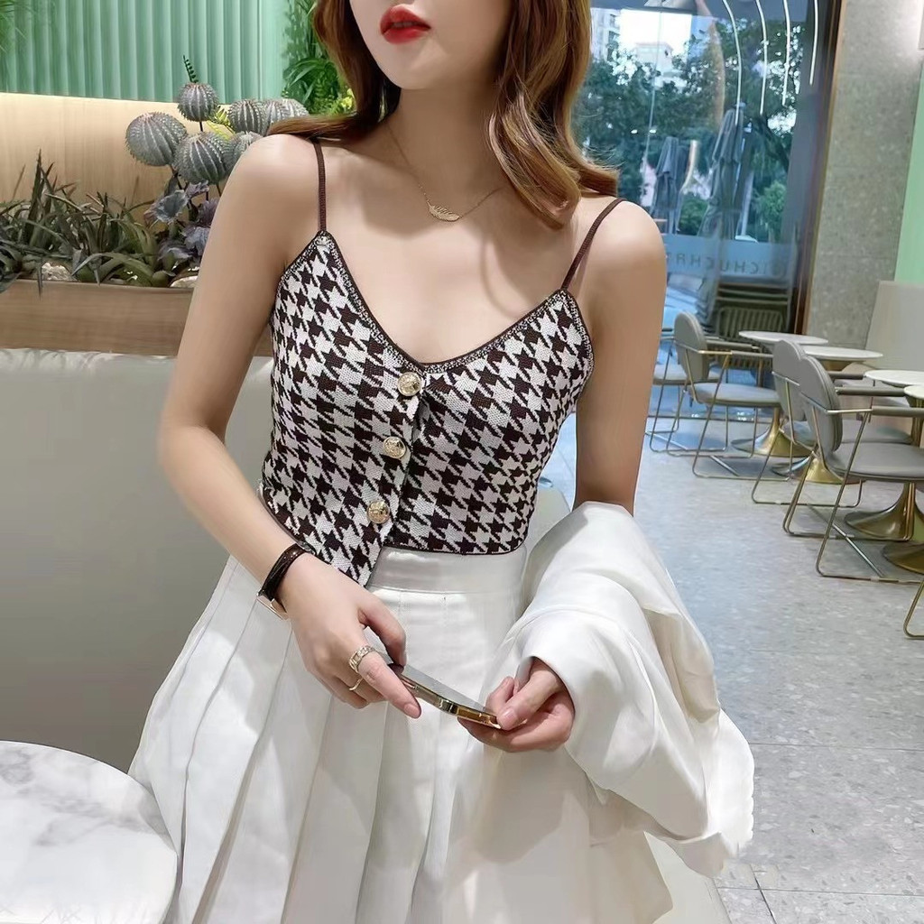 GAKKI เสื้อครอปสายเดี่ยวผู้หญิง เสื้อกล้ามไหมพรม พร้อมส่ง รุ่น 70095#