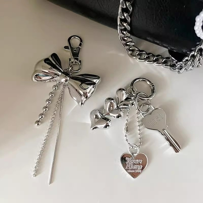 Ins เกาหลี Simpe Heart Bow Pearl โทรศัพท์ Charm สายคล้องจี้สําหรับ iPhone Samsung Accessrioes กระเป๋าพวงกุญแจผู้หญิงเชือกแขวน