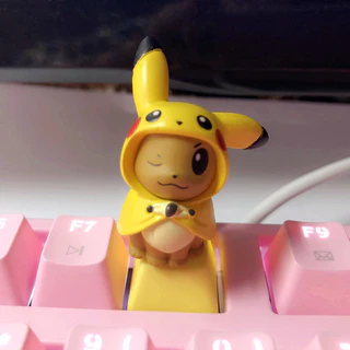 การ์ตูน Pikachu น่ารักบุคลิกภาพ DIY Pikachu Mechanical Keycap Cross Shaft Single Keycap