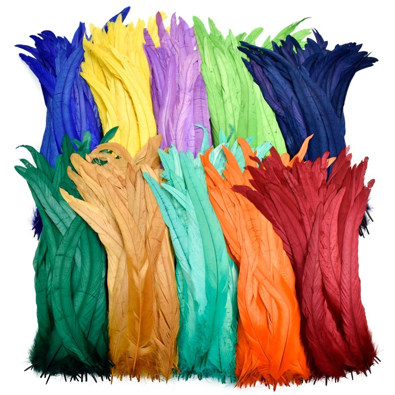 100 ชิ้น/ล็อตขายส่งสี Rooster Feathers สําหรับงานฝีมือสีดําขนาดใหญ่ไก่ขนนกไก่ไก่หมวกแจกัน Carnival เสื้อผ้าอุปกรณ์เสริมตกแต่งสําหรับเสื้อผ้า