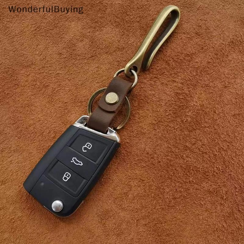 Wbth Vintage พวงกุญแจหนังแท้อุปกรณ์เสริมคุณภาพสูง Cowhide Key Chain สําหรับผู้ชายแฟชั่น U-waist Keyring Hook Vary