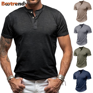 Bootrendy Mens Short Sleeve Henley Casual T Shirt for Men Fr…