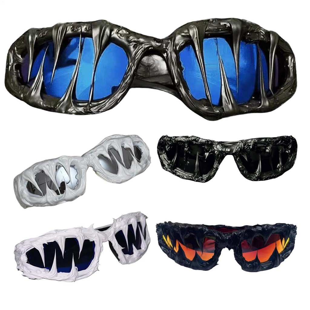 Gothic แว่นตากันแดด Handmade หยดกาวแว่นตากันแดด Wrap รอบ UV400 ป้องกันแฟชั่นอุปกรณ์เสริม Cool Shield Shades Eye สวมใส่สําหรับผู้ชายผู้หญิง demebth