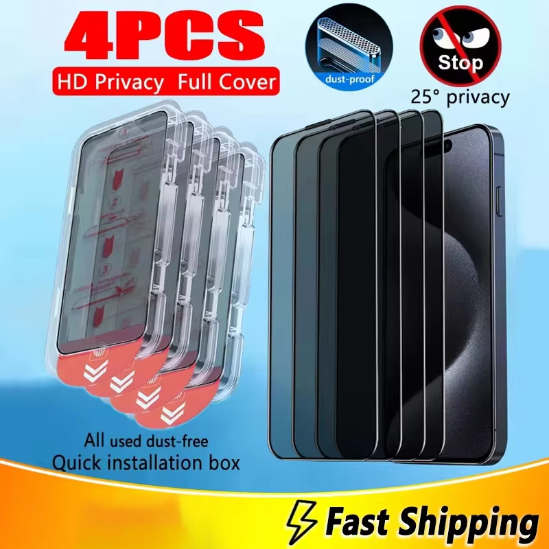 4pc ฟิล์มกระจก เต็มจอ สำหรับ Xiaomi Mi 14 กันมองกันเสือก Redmi Note 14 13 Pro 12 11 10 14C 13C 12C 10C Poco X7 F7 X6 X5