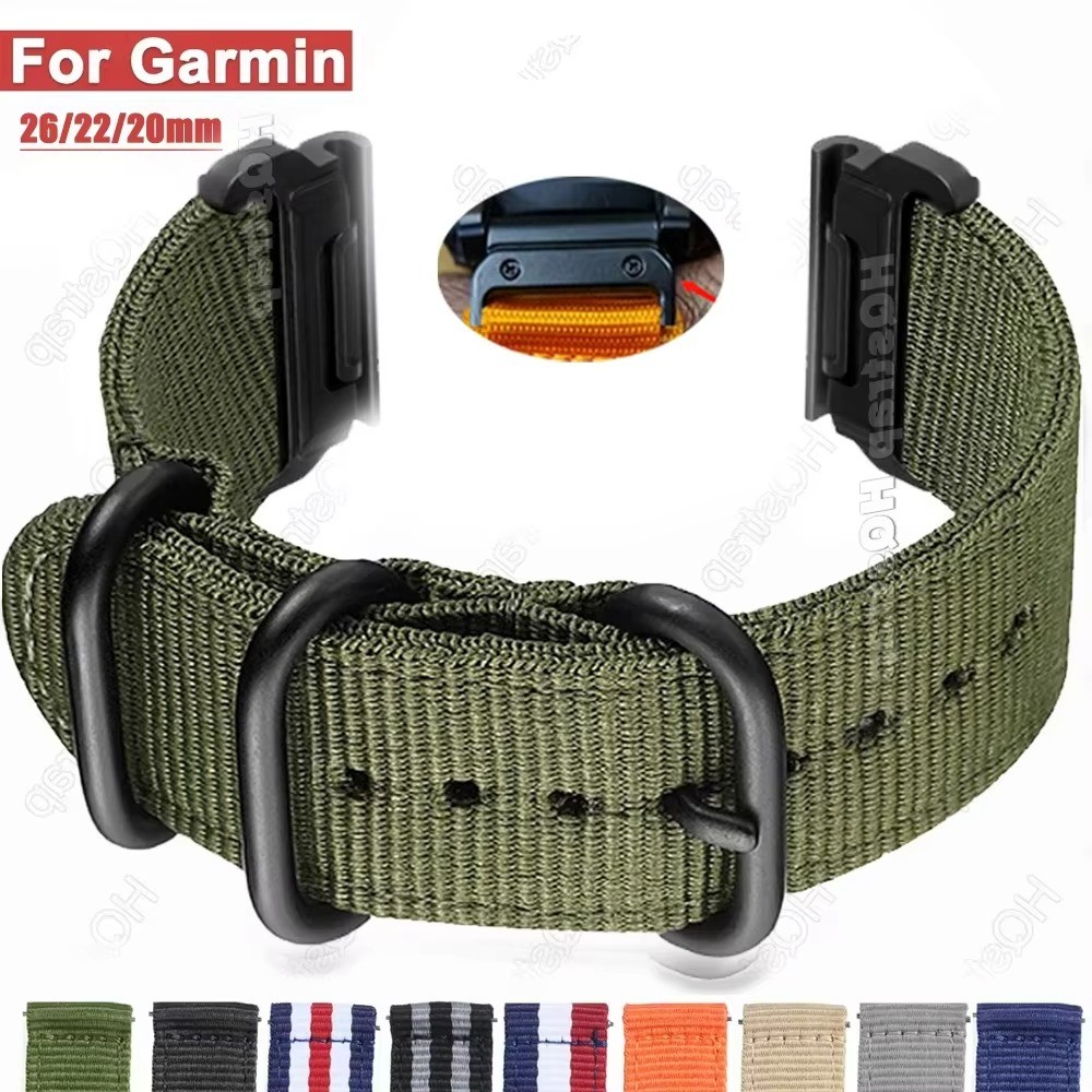 กีฬาสายรัดไนลอนสําหรับ Garmin Tactix 7Pro Fenix 7 6X 6S 6 Pro 5X 5 5S 3HR สร้อยข้อมือสําหรับ Garmin Band 22 มม.26 มม.20 มม.อุปกรณ์เสริม
