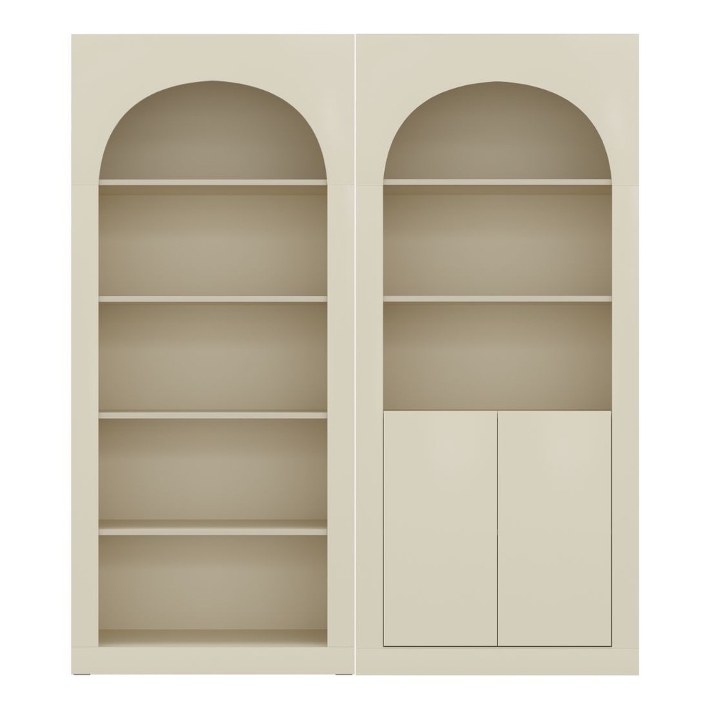 Koncept Furniture  ชุดตู้สูง Blanca หน้าบานโล่งและหน้าบานเปิด สีครีม